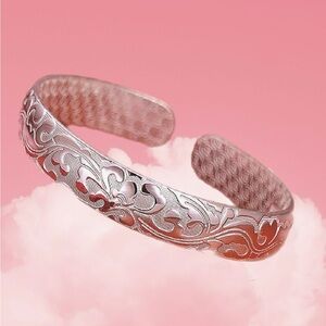 Silver Filigree Open Cuff Bracelet - Women's Jewelry